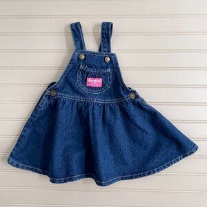 OshKosh B'Gosh Toddler Girls Denim Overall Skirt Jumper Size 4T Vintage